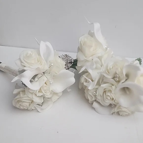 Wedding Beautiful Bride Bridal bouqet Real Touch Forever Flowers Bridesmaid 1pc - Picture 5 of 14